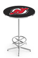 New Jersey Devils Chrome Bar Table with Foot Ring