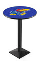 Kansas Jayhawks Black Wrinkle Pub Table with Square Base