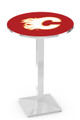 Calgary Flames Chrome Bar Table with Square Base