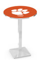 Clemson Tigers Chrome Bar Table with Square Base