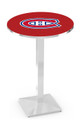 Montreal Canadiens Chrome Bar Table with Square Base