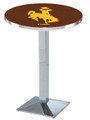 Wyoming Cowboys Chrome Bar Table with Square Base