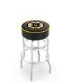 Boston Bruins Double-Ring Chrome Base Swivel Bar Stool