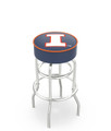 Illinois Fighting Illini Double-Ring Chrome Base Swivel Bar Stool