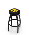 Iowa Hawkeyes Black Swivel Bar Stool with Accent Ring