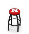 Nebraska Cornhuskers Black Swivel Bar Stool with Accent Ring