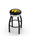 Iowa Hawkeyes Black Swivel Barstool with Chrome Ribbed Ring