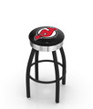 New Jersey Devils Black Swivel Barstool with Chrome Ribbed Ring