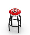 Ohio State Buckeyes Black Swivel Barstool with Chrome Ribbed Ring