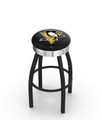 Pittsburgh Penguins Black Swivel Barstool with Chrome Ribbed Ring