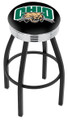 Ohio Bobcats Black Swivel Barstool with Chrome Ribbed Ring