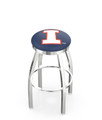 Illinois Fighting Illini Chrome Swivel Bar Stool with Accent Ring