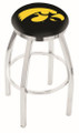 Iowa Hawkeyes Chrome Swivel Bar Stool with Accent Ring