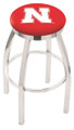 Nebraska Cornhuskers Chrome Swivel Bar Stool with Accent Ring