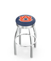 Auburn Tigers Chrome Swivel Barstool with Ribbed Accent Ring