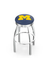 Michigan Wolverines Chrome Swivel Barstool with Ribbed Accent Ring