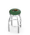 Minnesota Wild Chrome Swivel Barstool with Ribbed Accent Ring