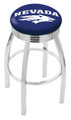 Nevada Wolf Pack Chrome Swivel Barstool with Ribbed Accent Ring