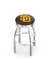 San Diego Padres Swivel Bar Stool with Ribbed Chrome Accent Ring