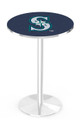 Seattle Mariners Pub Table with Chrome Round Base
