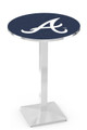 Atlanta Braves Pub Table with Chrome Square Base