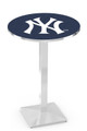 New York Yankees Pub Table with Chrome Square Base