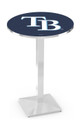 Tampa Bay Rays Pub Table with Chrome Square Base