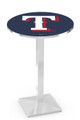 Texas Rangers Pub Table with Chrome Square Base