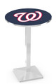 Washington Nationals Pub Table with Chrome Square Base
