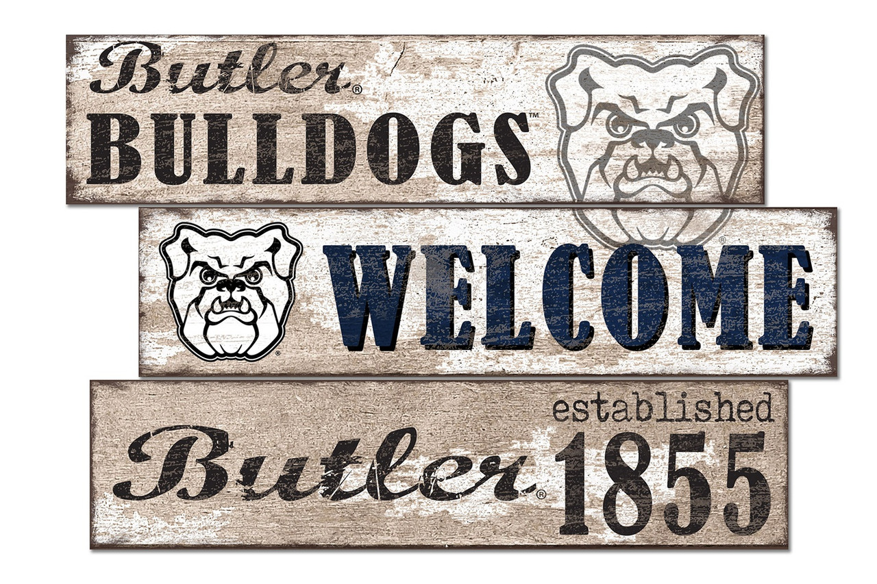 Butler Bulldogs Welcome 3 Plank Sign - Sports Unlimited