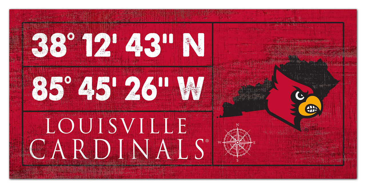 Louisville Cardinals 17 x 26 Coordinates Sign
