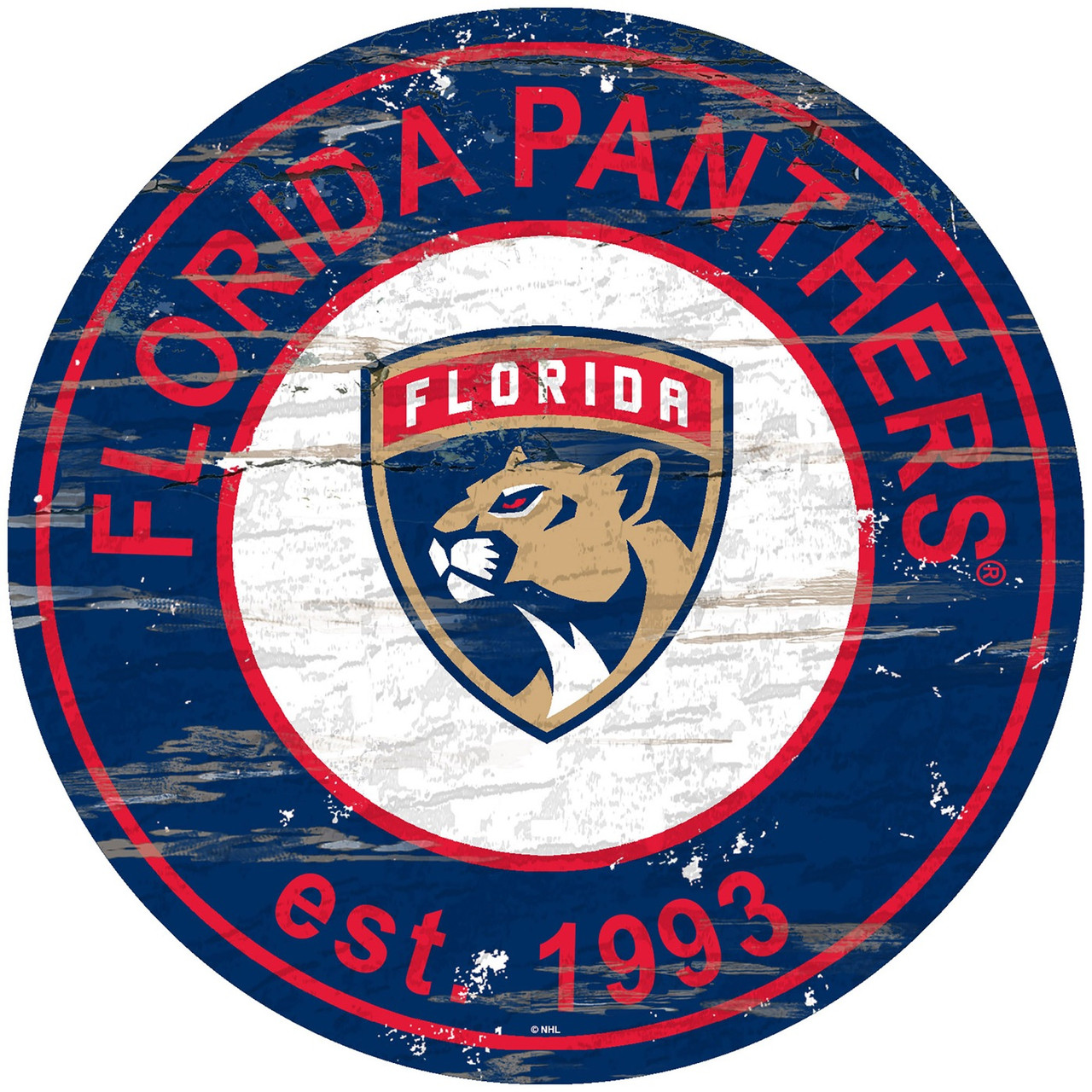 Florida Panthers Distressed Round Sign - Sports Unlimited