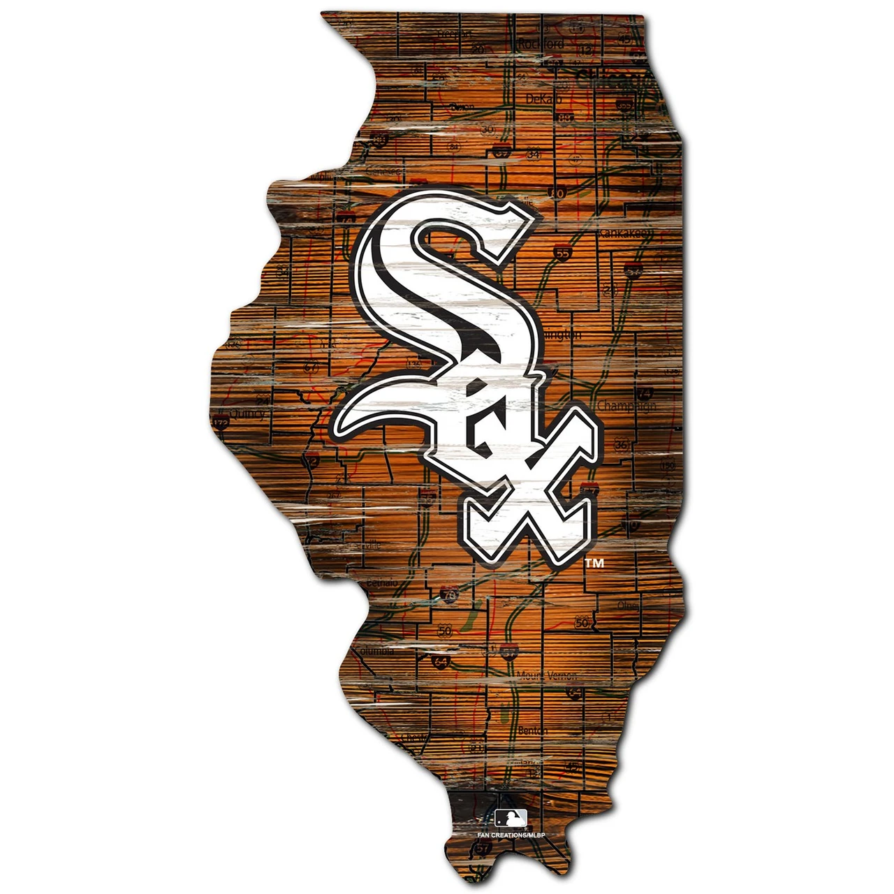 Chicago White Sox Distressed State with Logo Sign - Sports Unlimited