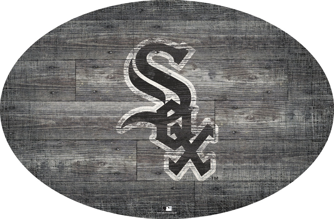 Chicago White Sox 46" Distressed Wood Oval Sign - Sports Unlimited