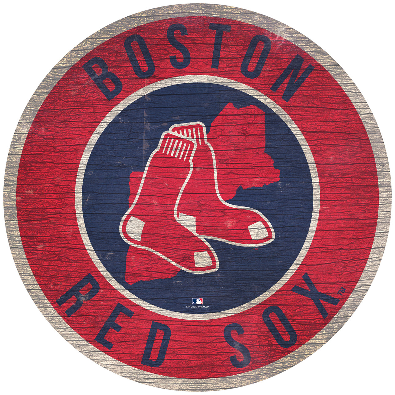 Boston Red Sox Distressed Round Sign - Sports Unlimited