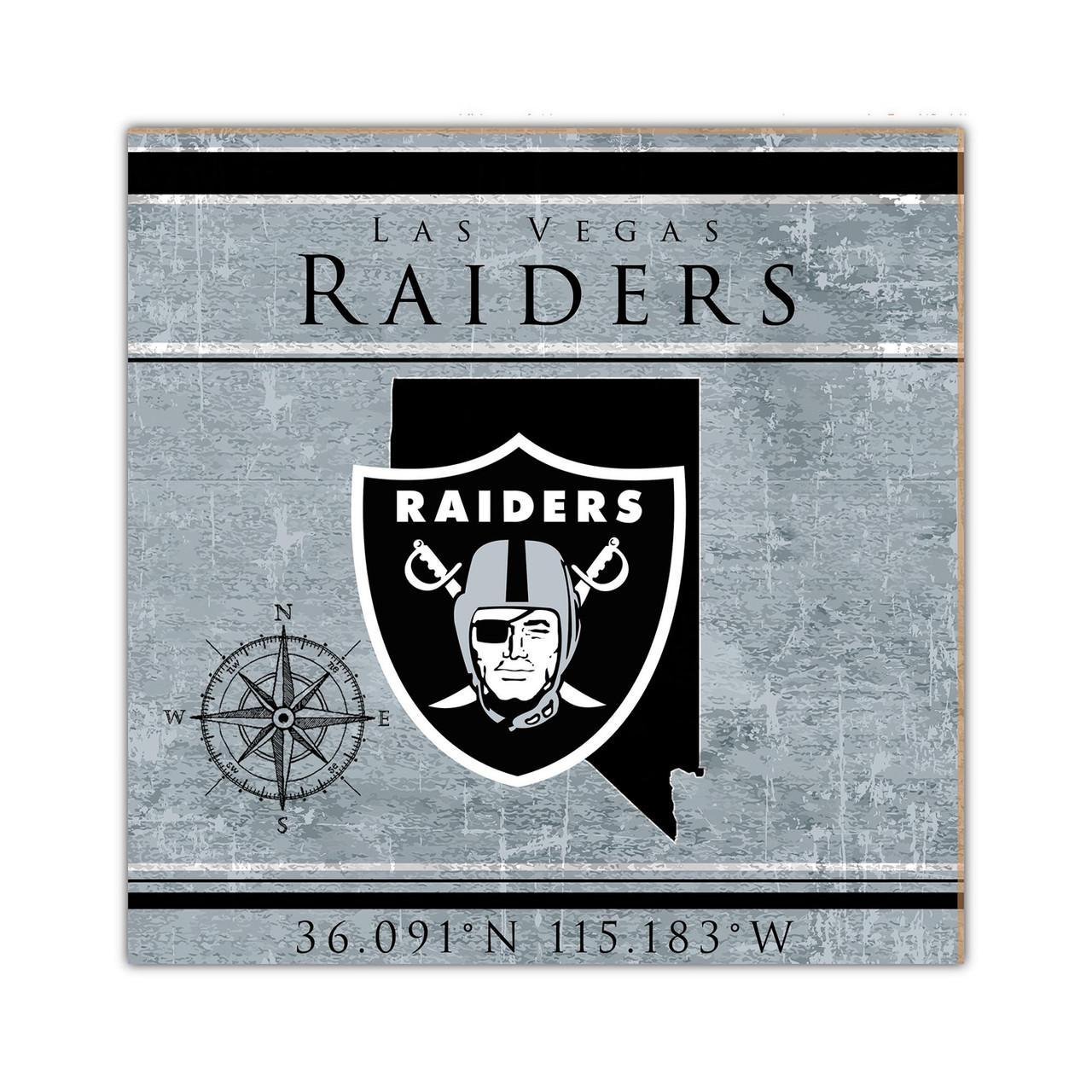 Las Vegas Raiders Coordinates 10 x 10 Sign - Sports Unlimited