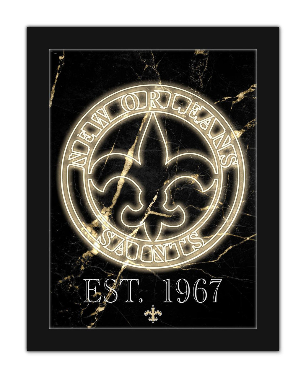 New Orleans Saints Neon Circle Logo 12 new-orleans-saints-neon-circle-logo-12-x-16-framed-wall-art-sports-unlimited