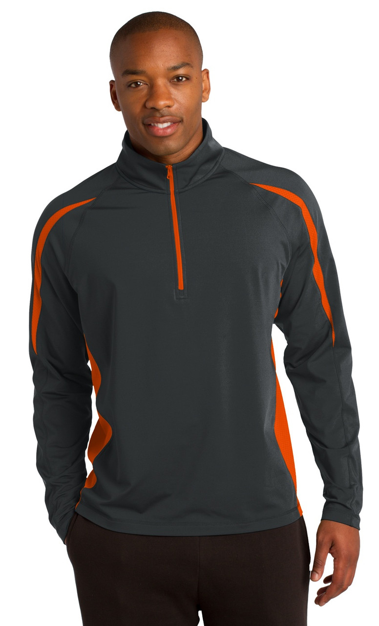 ウェア IKKI Sport-Tek Sport Wick Stretch 1/2 Zip Men's Colorblock Pullover
