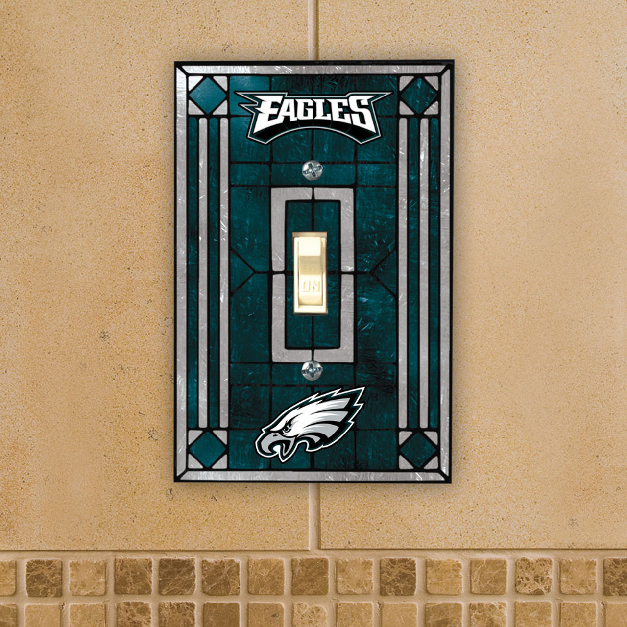 Philadelphia Eagles Glass Single Light Switch Plate Cover - Sports Unlimited