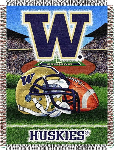 Washington Huskies NCAA Woven Tapestry Throw Blanket Sports