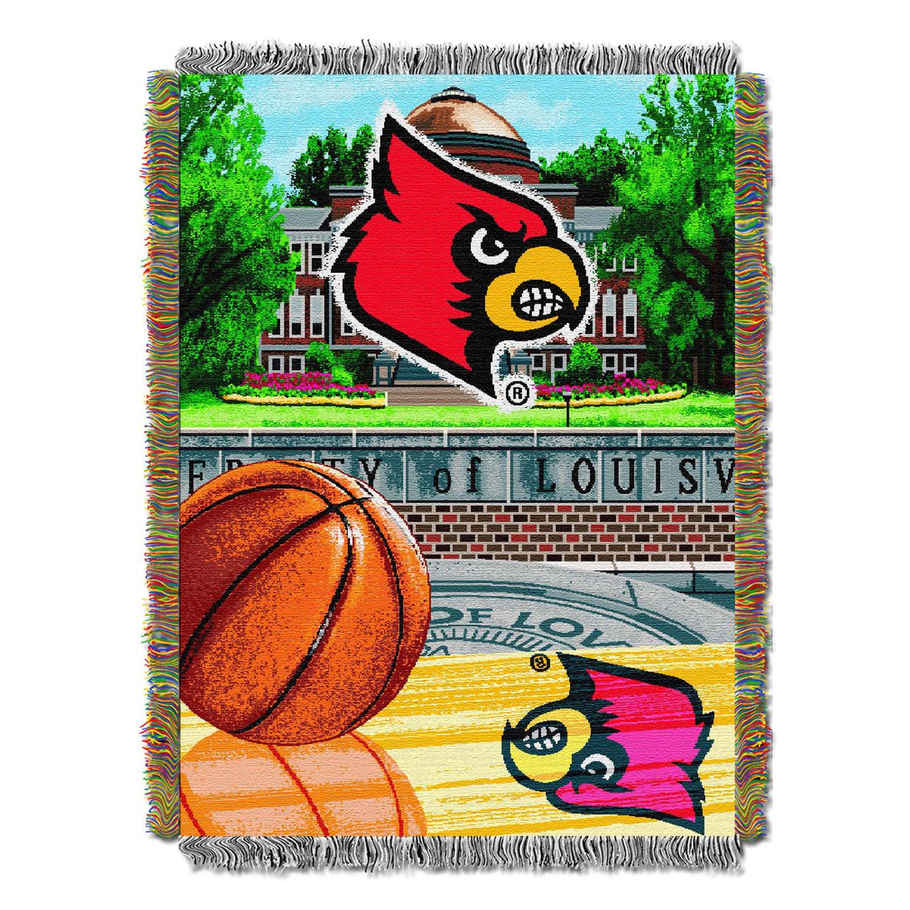 UNIVERSITY OF LOUISVILLE CARDINALS TAPESTRY COLLEGE AFGHAN THROW