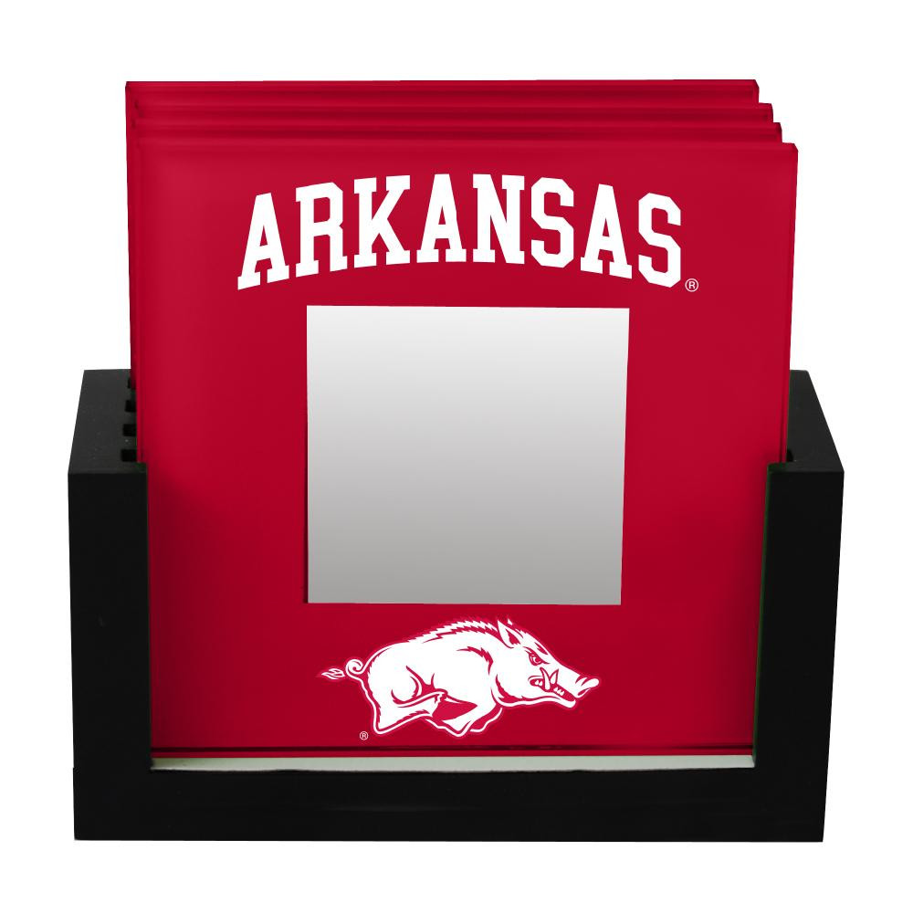 Arkansas Razorbacks Art Glass Coaster Set - Sports Unlimited
