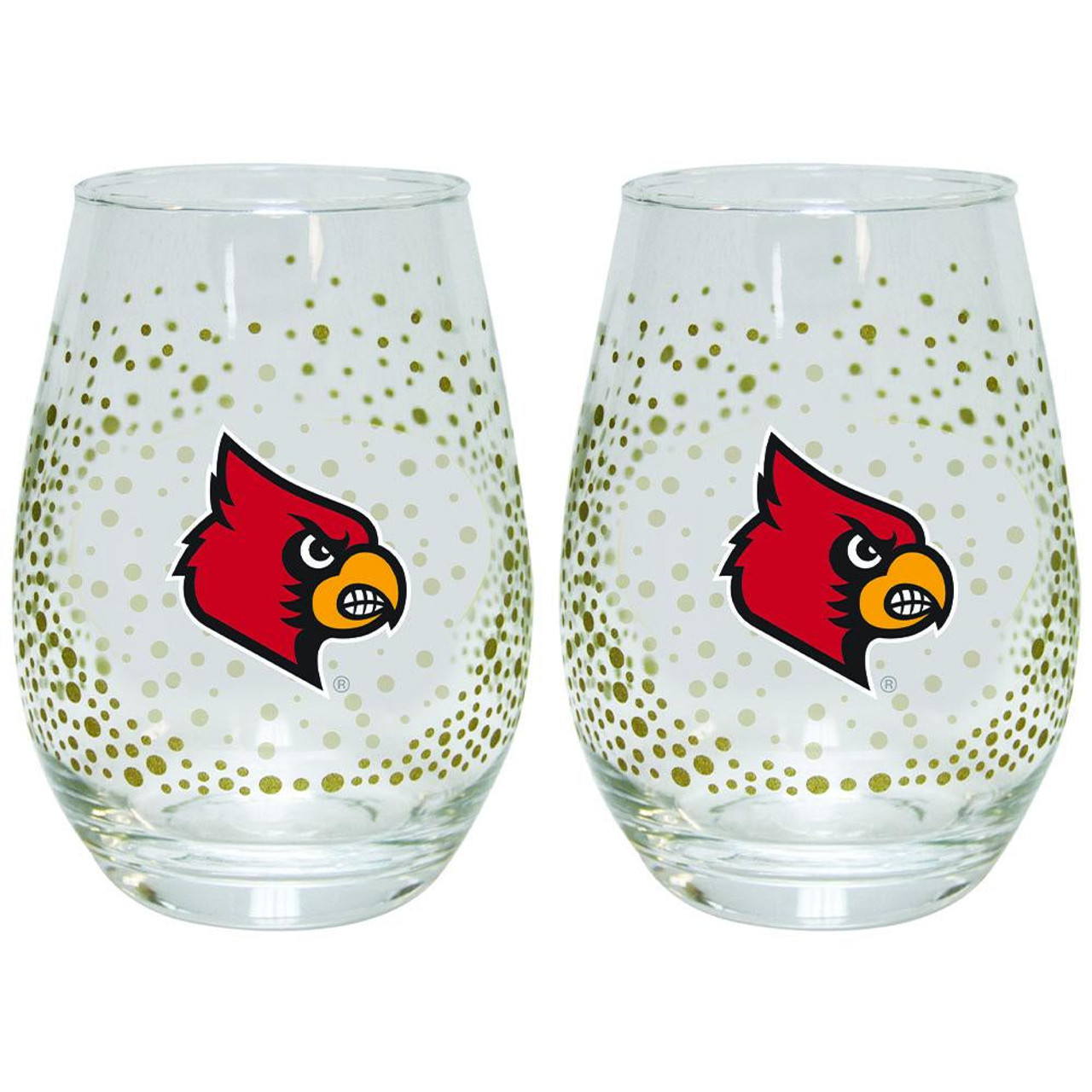 Louisville Cardinals 2 Pack Glitter Stemless Wine Tumbler - Sports