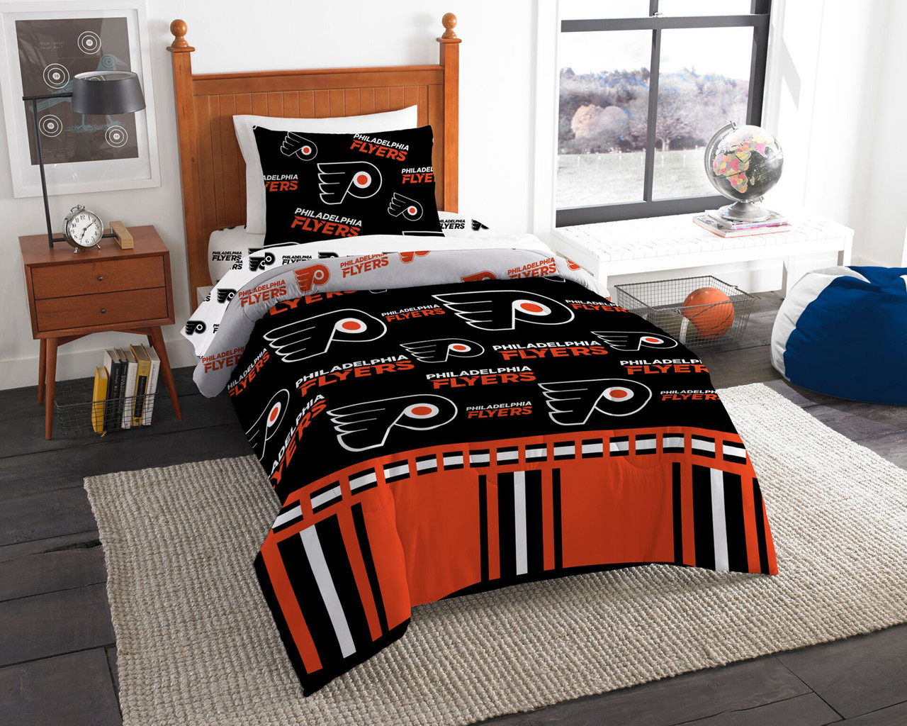5-Piece Multi Colored Philadelphia Flyers Rotary Queen Size Polyester Bed  in a Bag Set 190604067124 - The Home Depot