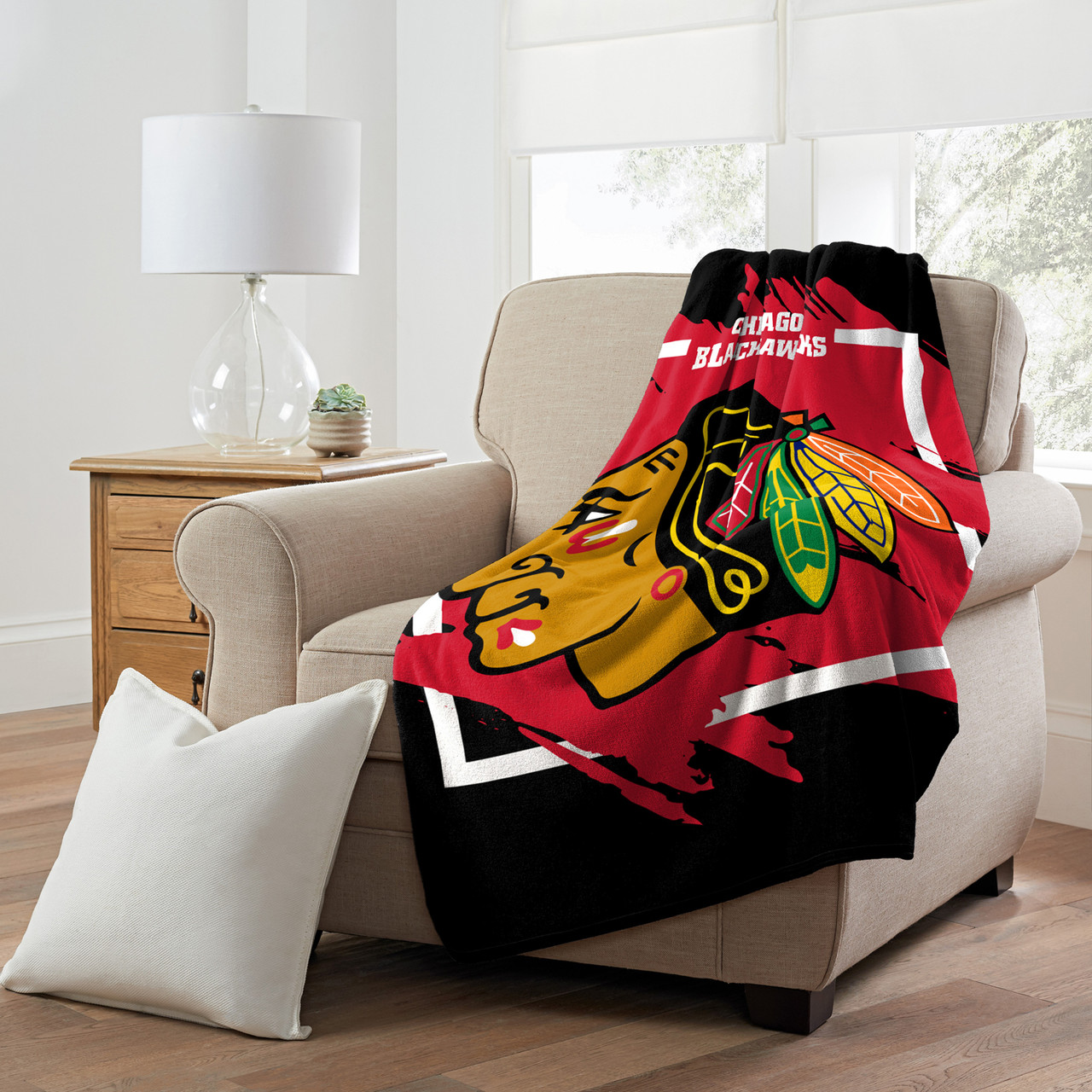 Chicago Blackhawks Personalized Colorblock Throw Pillow - Sports Unlimited