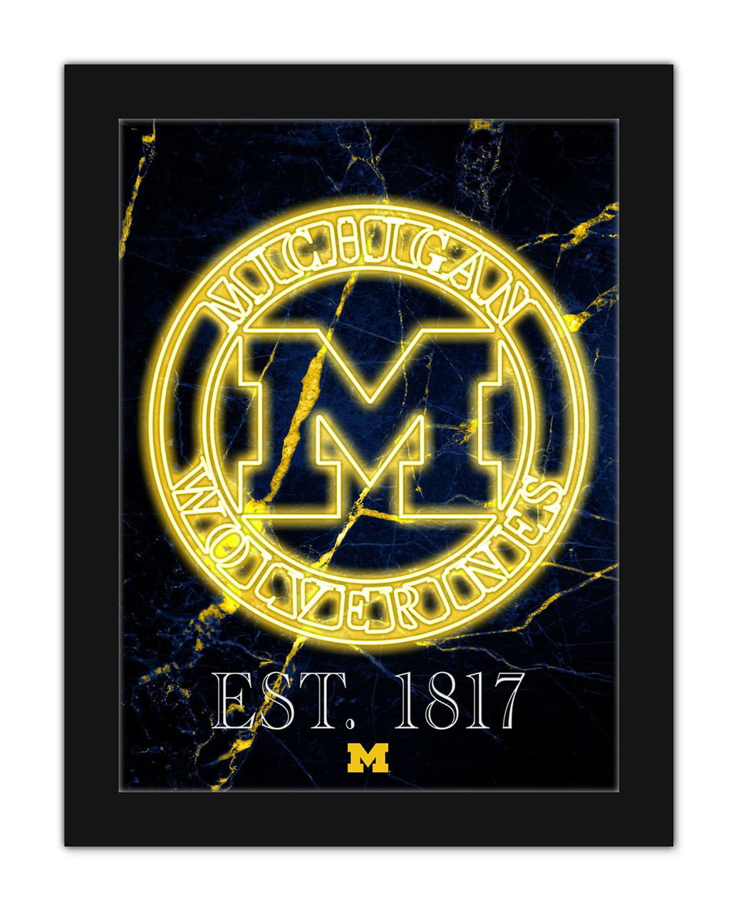 Michigan Wolverines 12 michigan-wolverines-12-x-16-neon-circle-logo-framed-wall-art-sports-unlimited