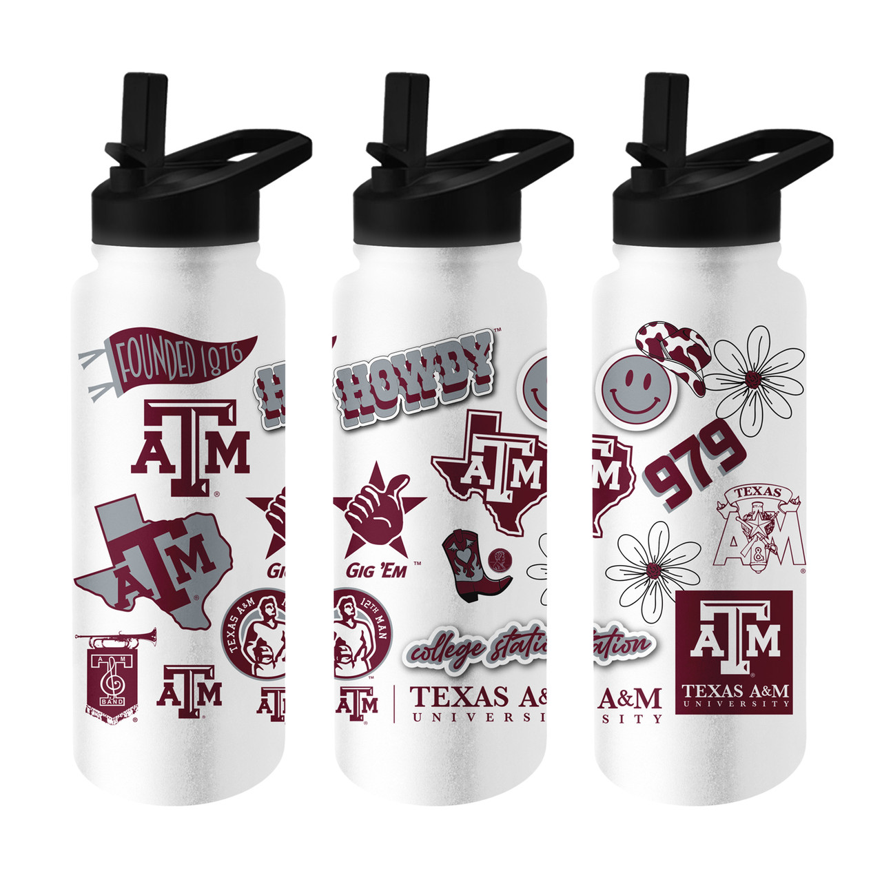 Texas Longhorns Quencher Logo Flip Top Water Bottle