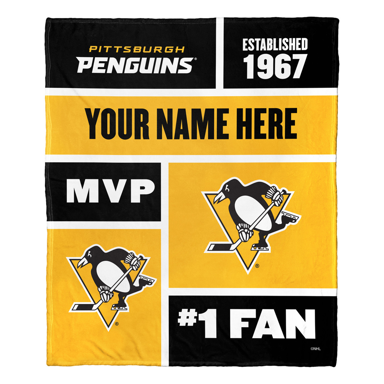 Pittsburgh Penguins Personalized Jersey Silk Touch Sherpa Throw Blanket -  Sports Unlimited