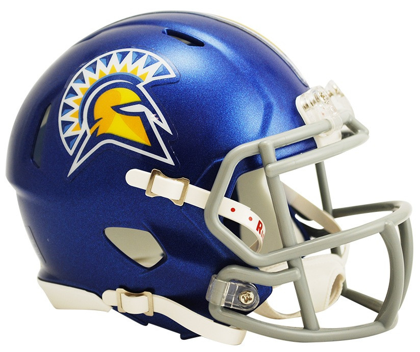 collectable football helmets Mississippi (Ole Miss) Rebels Speed Replica Full Size Helmet Powder Blue scale replica of one of the most popular new helmet introductions in Riddells history San Jose State Spartans Riddell
