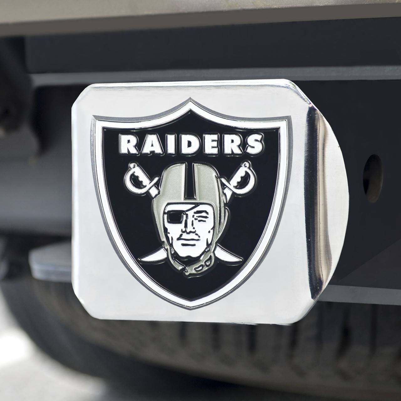 Las Vegas Raiders Chrome Color Hitch Cover